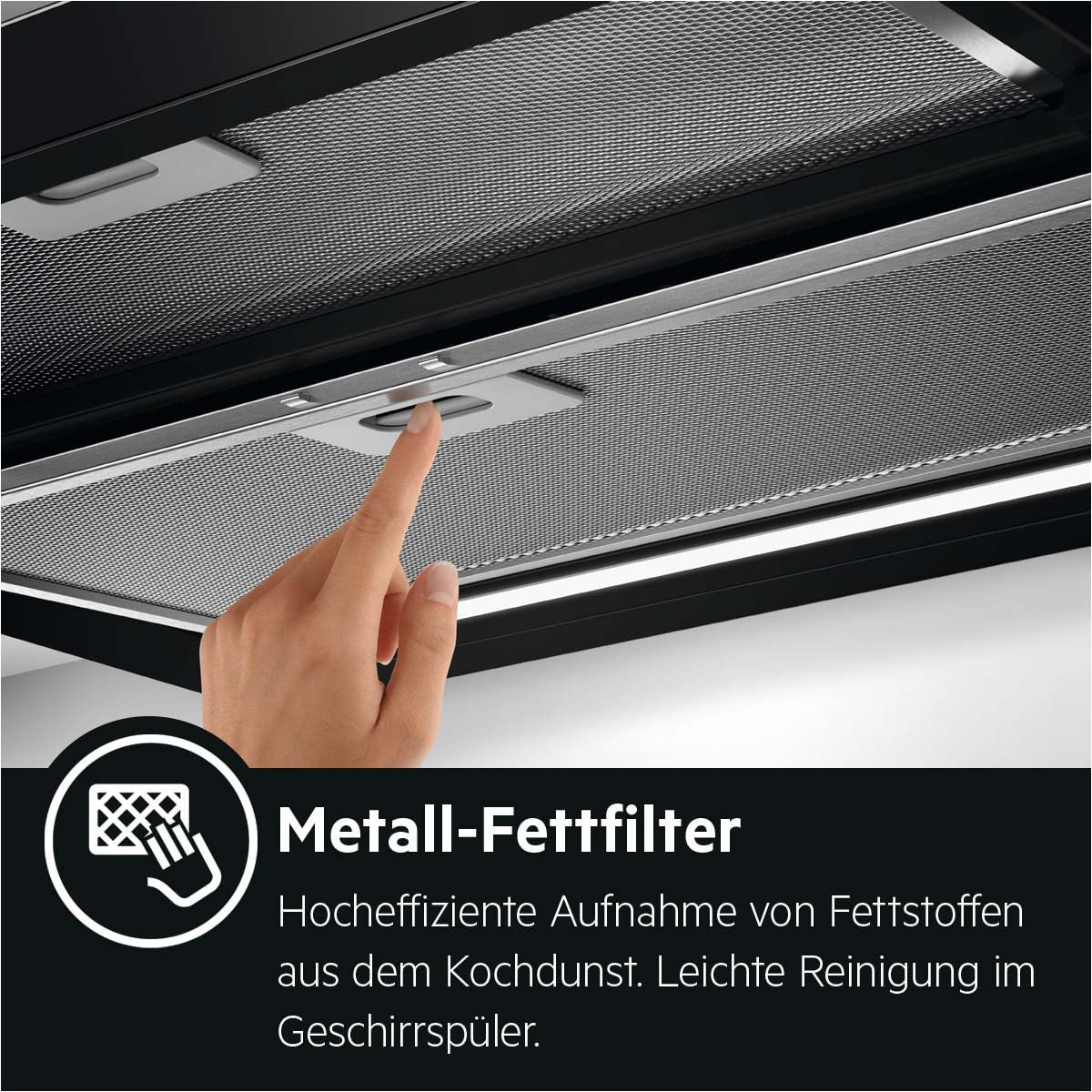AEG DPE5660B Flachschirm-Dunstabzugshaube 600 m³/h Abluft Umluft LED-Beleuchtung Schwarz