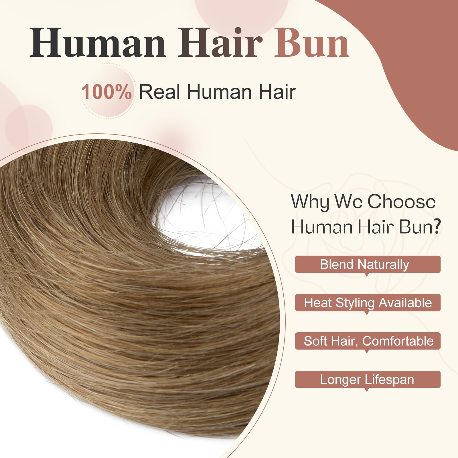 Elailite Scrunchies Updo Hair Buns Real Human Hair Hair Piece, Hair Extensions Donut Hair Chignons For Women Straight - Image 3