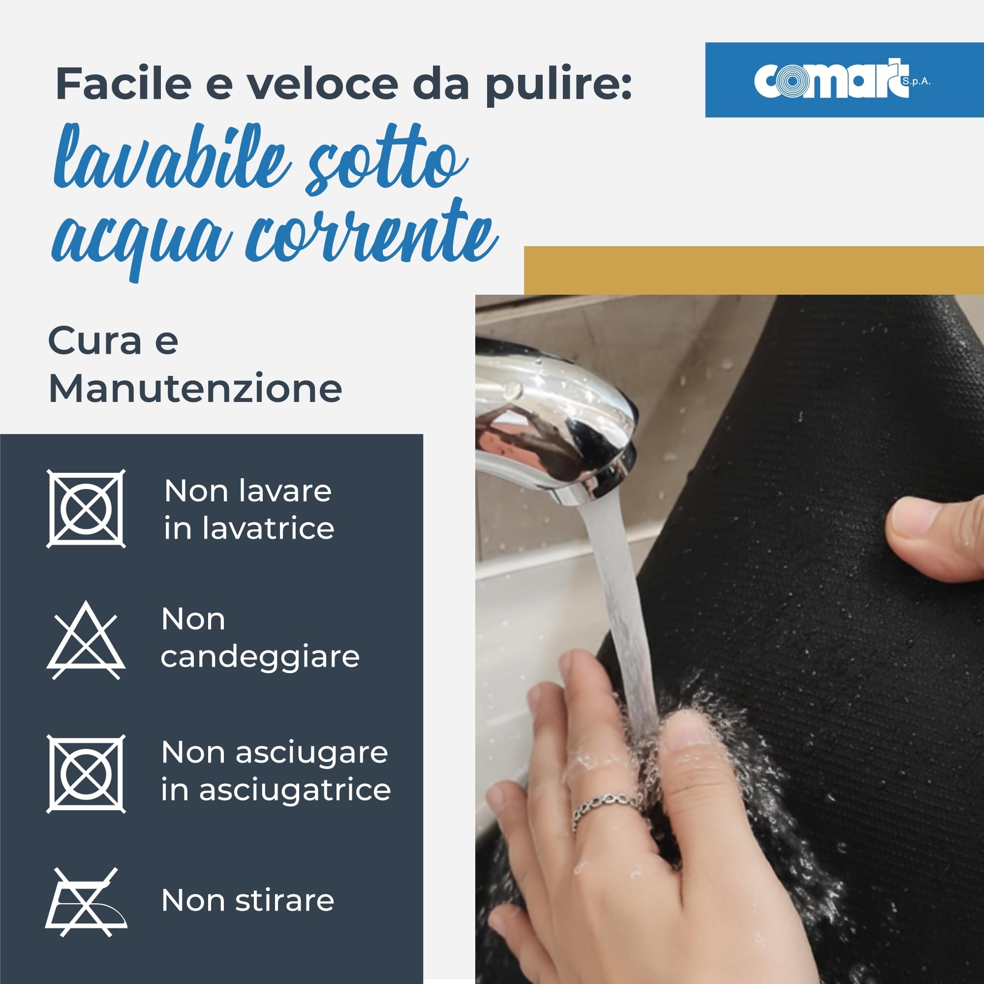 Comart - Alfombra Cocina Gaya - Absorbente - 60x80 - Gajos de Colores