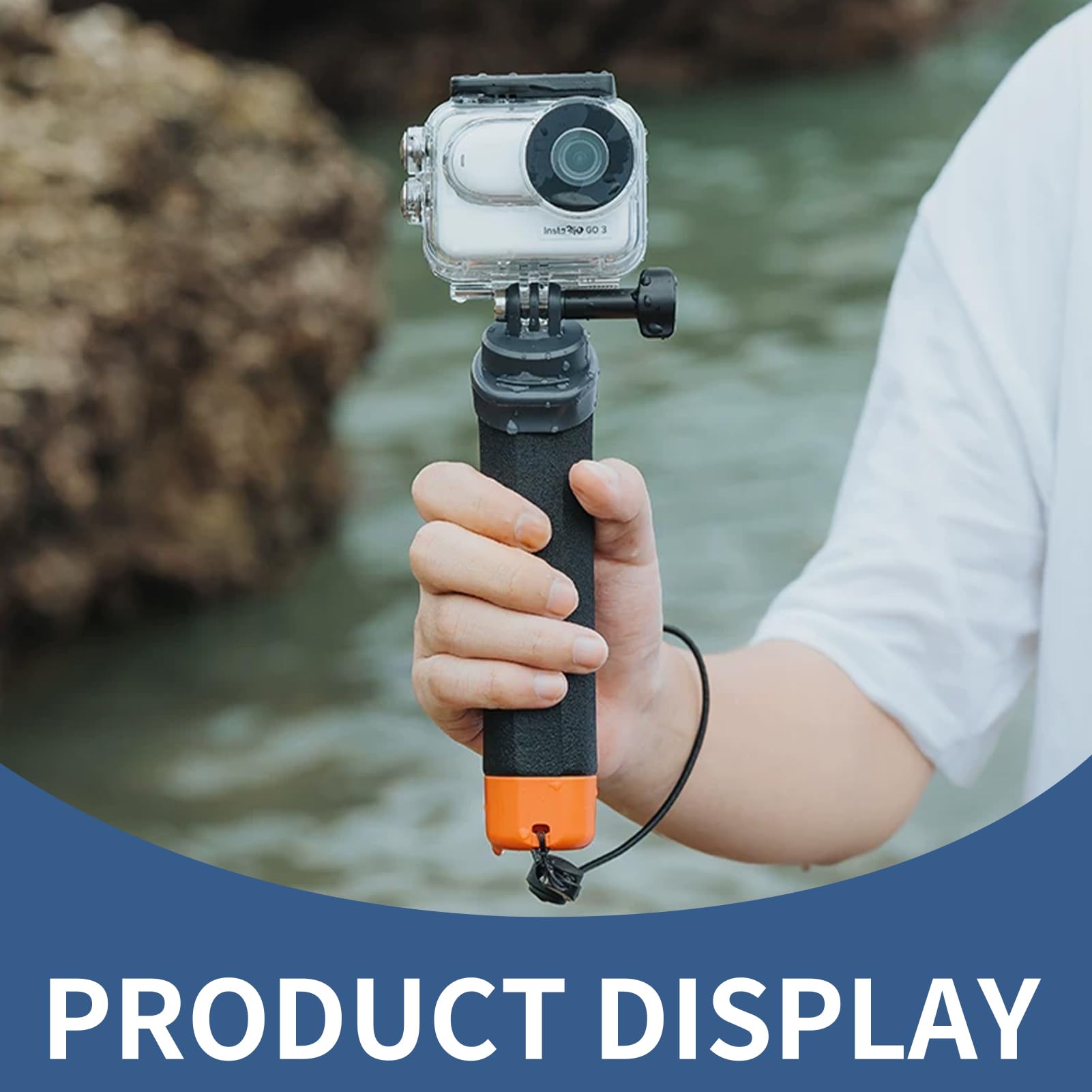 Poignée Flottante pour Caméra Sport, plongée sous-Marine Etanche Handler avec Dragonne et Corde élastique Anti-Perte pour Go Pro Hero 13/12/11/10/9/8/7/6 insta360 DJI Osmo et Autres caméras d'action