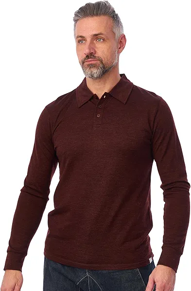 Merino.tech Merino Wool Polo Shirts for Men - 100% Merino Wool Base Layer Mens Breathable Anti-Odor Thermal Long Sleeve Shirt
