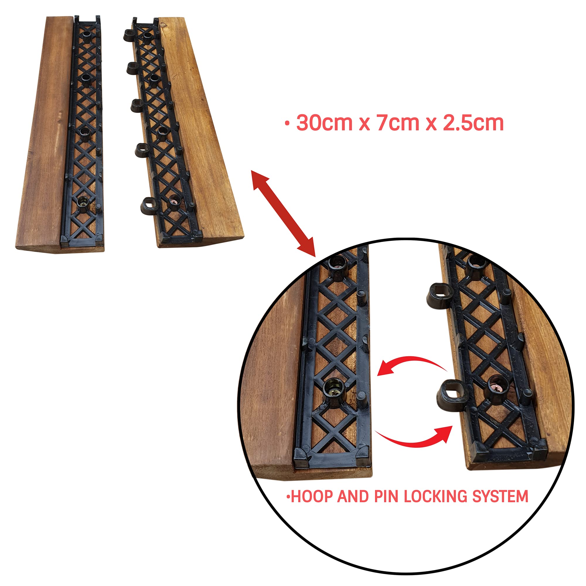 ClickDeck 8X Straight Edges Wooden Hardwood Interlocking Decking Tiles Patio, Garden, Balcony