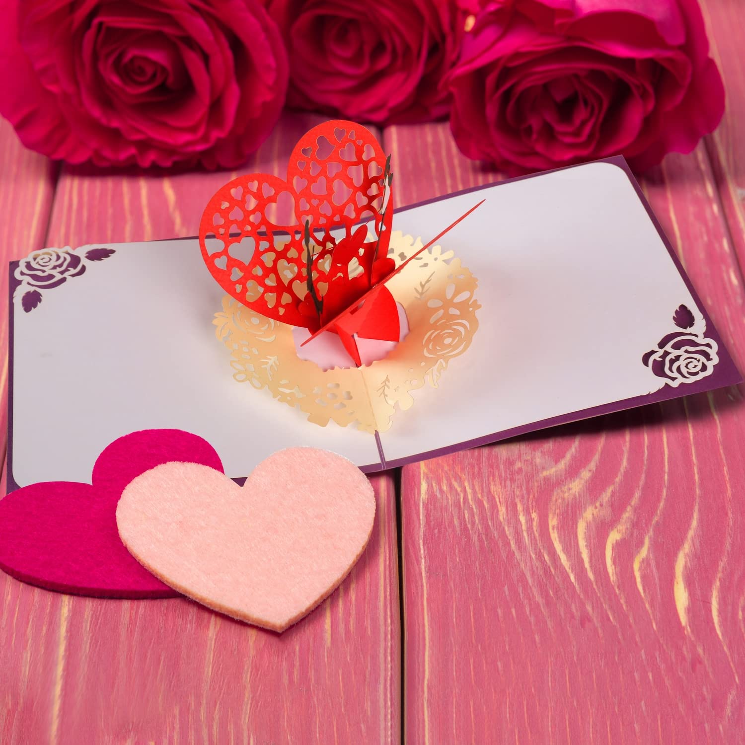 CUTE POPUP - Carte Pop-up D'anniversaire Avec Motif Cœur Et Ailes D'amour, Cartes De Mariage, Carte Pop-up « Thinking Of You », Carte Pop-up De