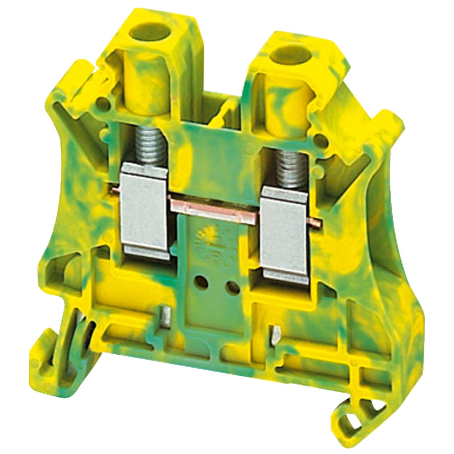 Schneider Electric Schutzleiterklemme 2-polig – Schraubanschluss, 6 mm², Grün/Gelb, TH35