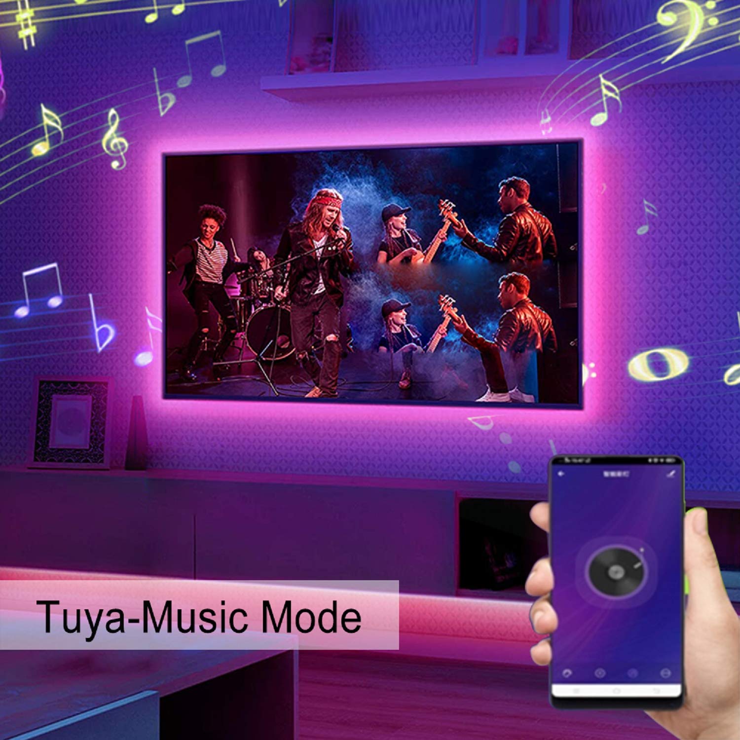 XUNATA Tira de LED WiFi RGB 220V, Impermeable y Flexible, Música Teléfono Inteligente / 1500W Control Remoto/Aplicación Alex Google Assistant (15 metros, 120LEDs/m)