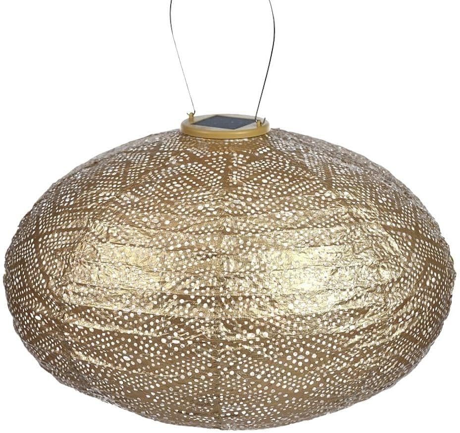 Lumiz 220985-16.6" Oval Gold Ikat Pattern Lantern (Oval Ikat Lantern, Gold (LUM124))
