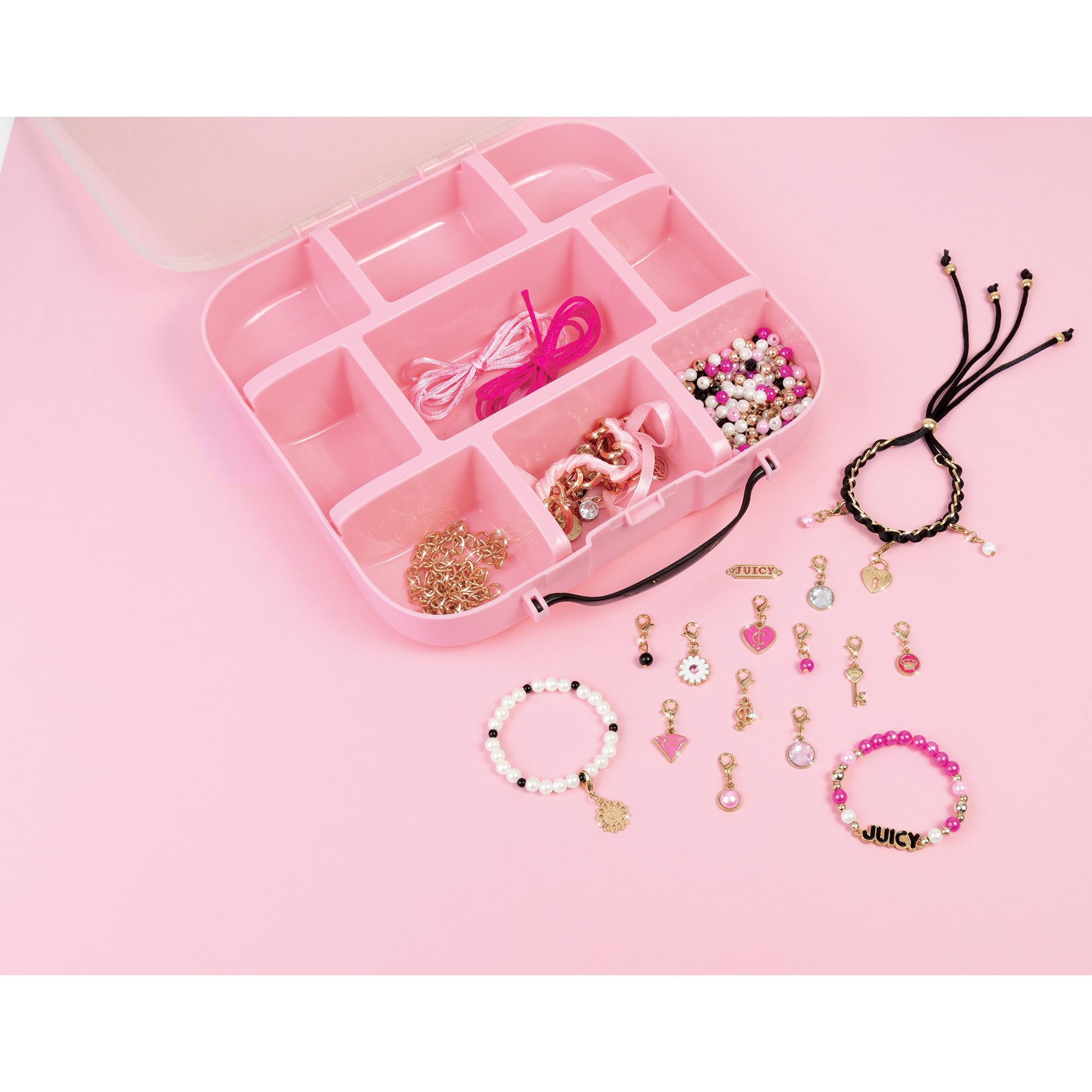 Juicy Couture Valigetta Deluxe Braccialetti – Set Creativo Gioielli 494 Pezzi | Glitz ‘N Glam Charm Bracelets | 18 Braccialetti Personalizzati con Perline e Ciondoli