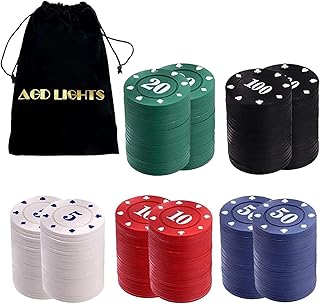 200PCS Poker Chips, Poker Chip Set mit Samt Tasche, Party Zubehör