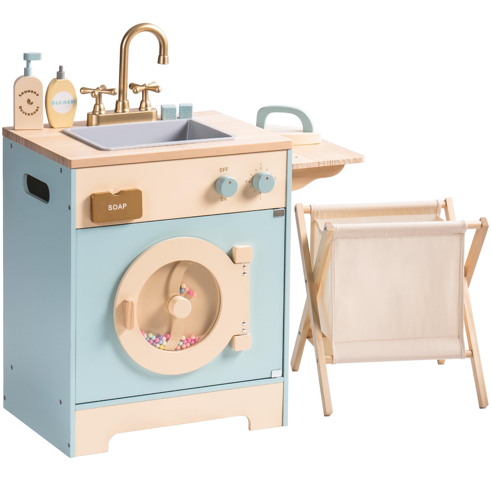 Robotime Toy Kitchen Washer Playset Wooden Toy Washing Machine