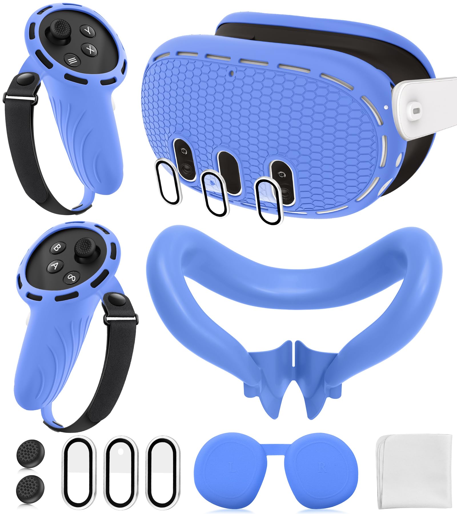 Photo 1 of YRXVW 7-in-1 Silicone Cover Set for Meta/Oculus Quest 3 - Blue