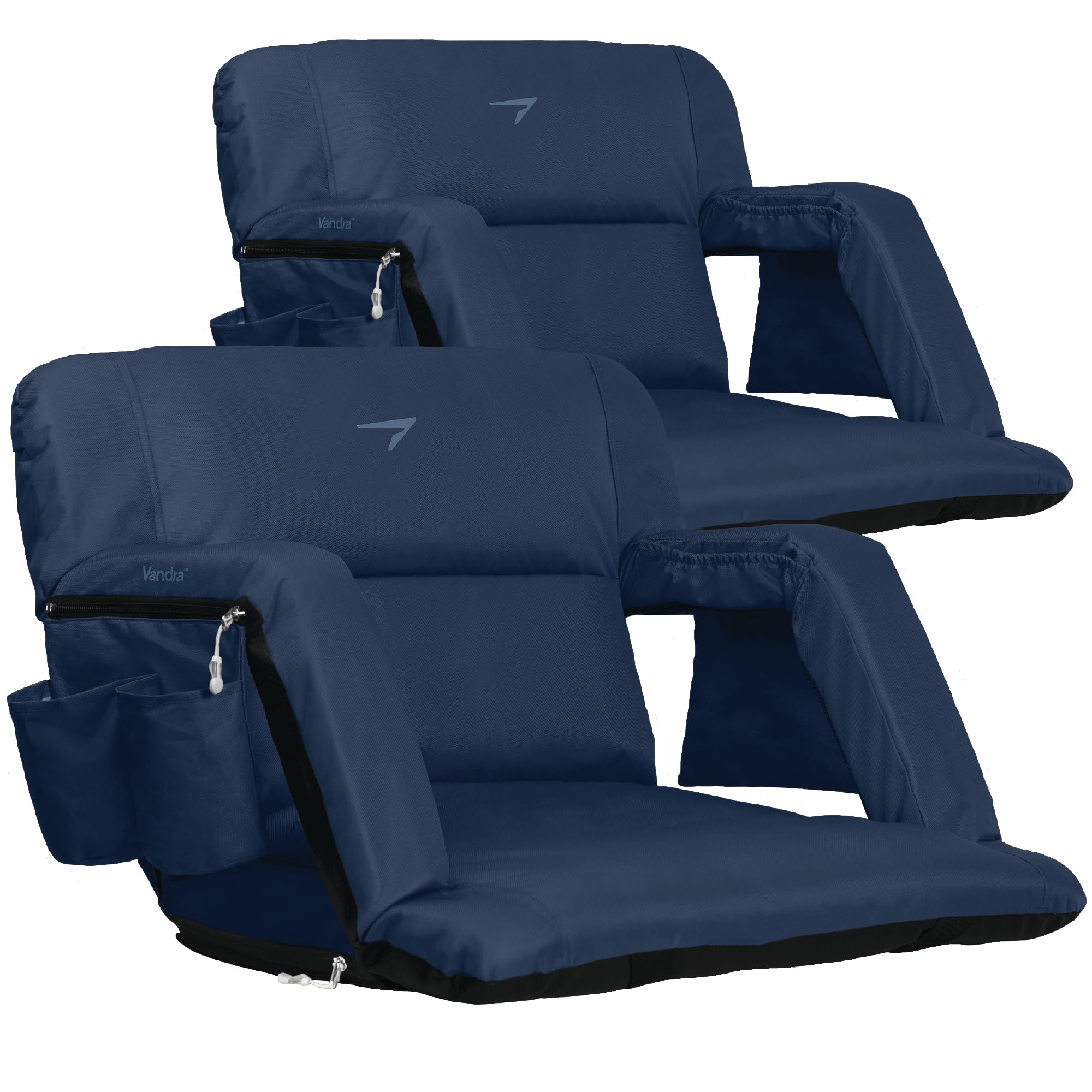 Vandra™ Arc - Scandinavian Stadium Seat with Back Support &amp; BenchLock™ - Wide Padded Bleacher Chair with Cushion &amp; Arc Recline™ Arm Rest for Bleachers