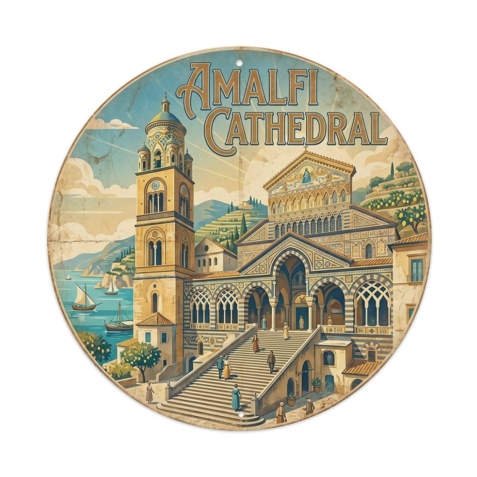 Olhnbad Style Cathedral Heritage City Amalfi Travel Classic Metal Tin Sign
