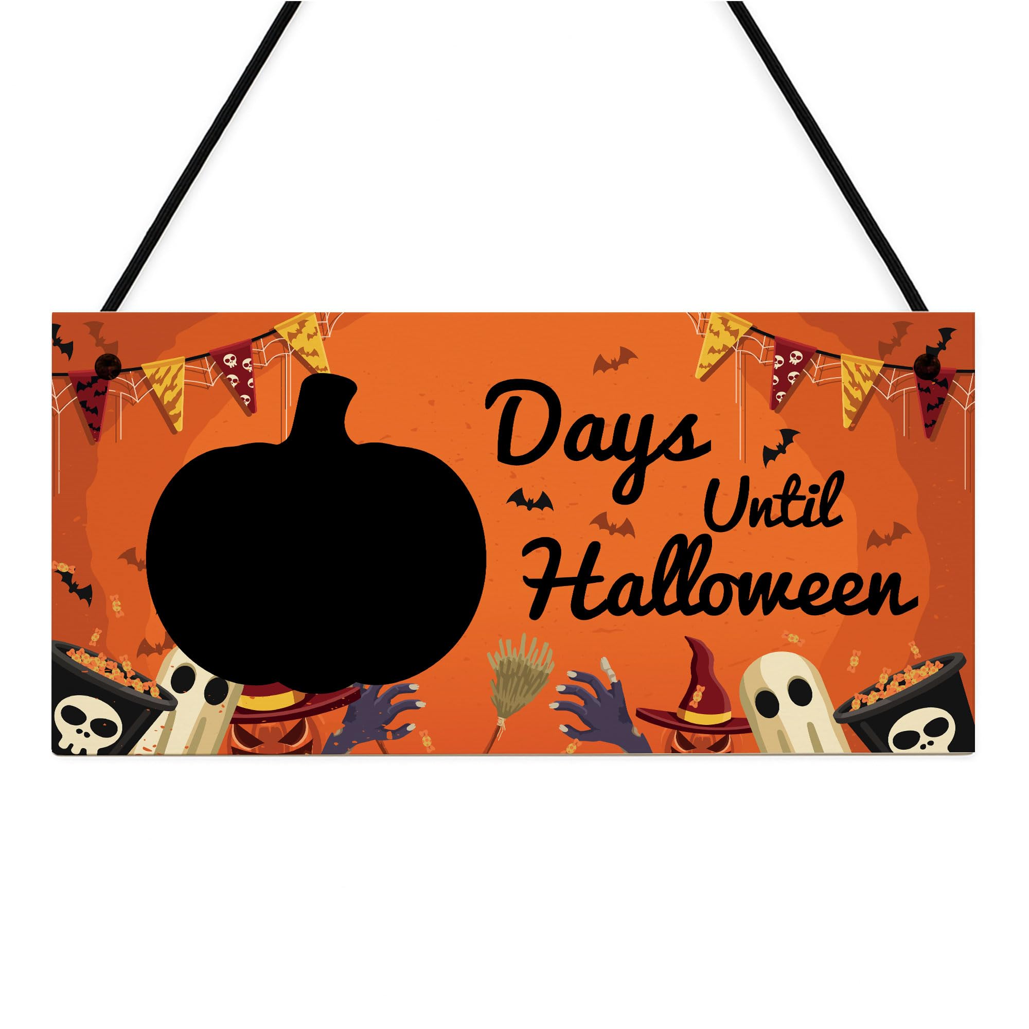 Red Ocean Halloween Countdown Decoration Sign Days Until Halloween Countdown Novelty Decor Gifts For Kids Children Son Daughter