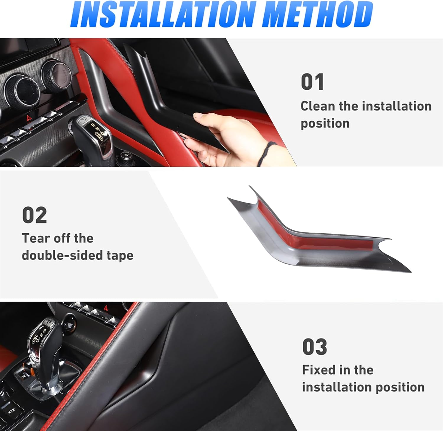 ABS Car Console Center Gear Shift Side Strip Trim Cover for Jaguar F-Type 2013-2024 Gear Shift L-Shaped Right Side Cover Trim Accessories (Matte Black)