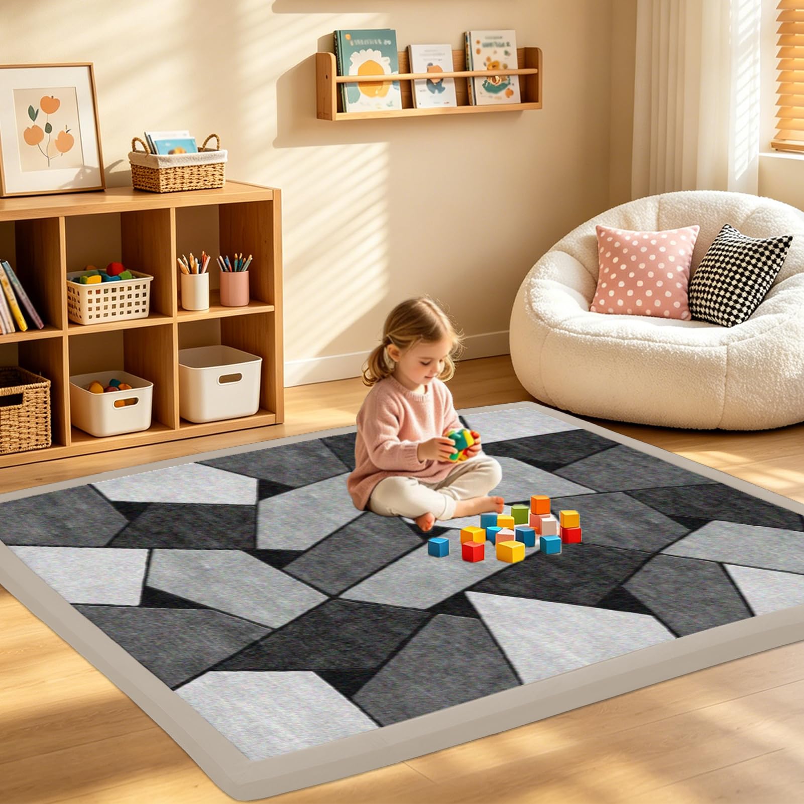 RZUMXOPY Baby Large Play Mat Non Slip Childrens Rug 130 x 160 cm Thick Kids Rugs for Crawling Soft Play Tummy Time