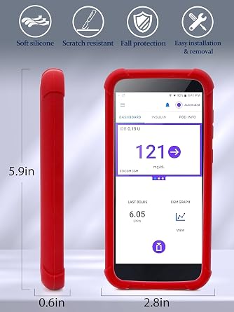 Omnipod 5 PDM対応、シリコンケース&強化ガラスフィルムキット、Omnipod5用保護カバー&HDスクリーンプロテクター付きレシーバー完全保護セット、指紋防止、簡単取り付け
