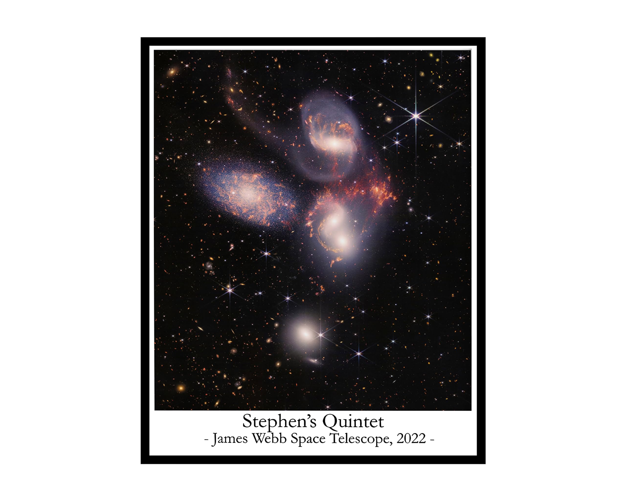 Poster Master James Webb Space Telescope Print - Stephen's Quintet Poster - NASA Art - Gift for Astronomers, Outer Space Enthusiasts - Decor for Home, Office, Bedroom - 8x10 UNFRAMED Wall Art