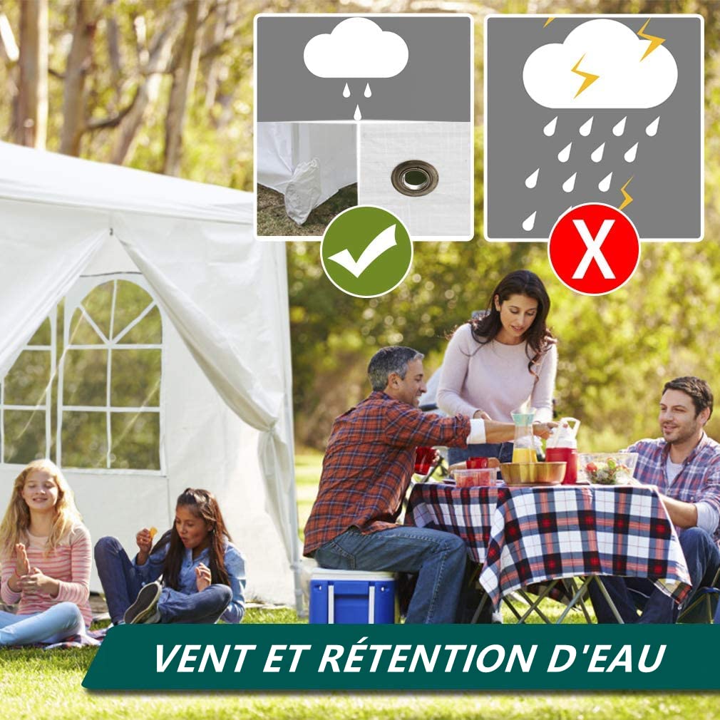 3x9M/3x6M/3x3M Tonnelle Tente Gazebo Pavillon de Jardin Tente de Réception，pour Fête/Mariage/BBQ (3X9M, 7 Bâches)