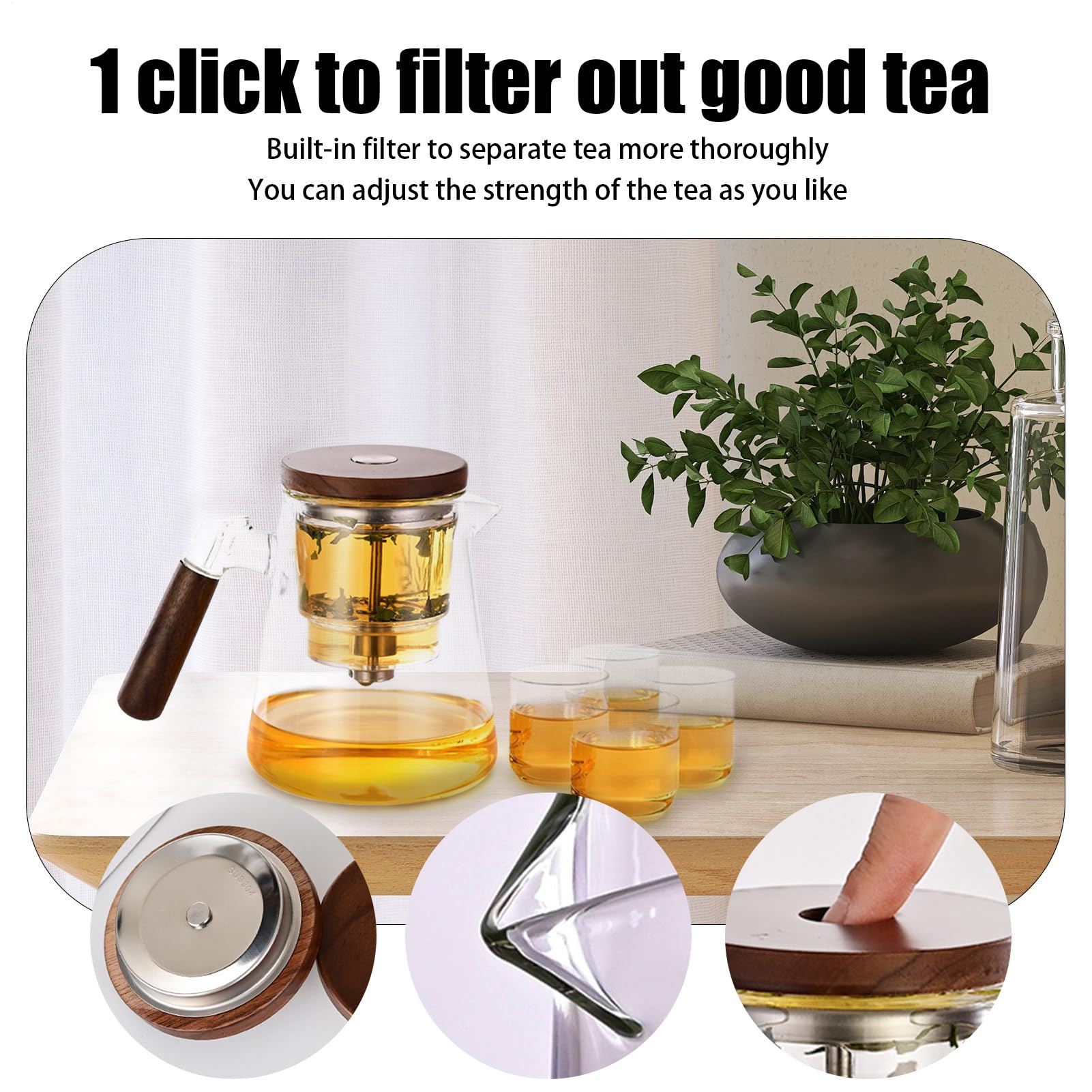 Con colador de té para té suelto, de huevo, infusor de té con 4 tazas