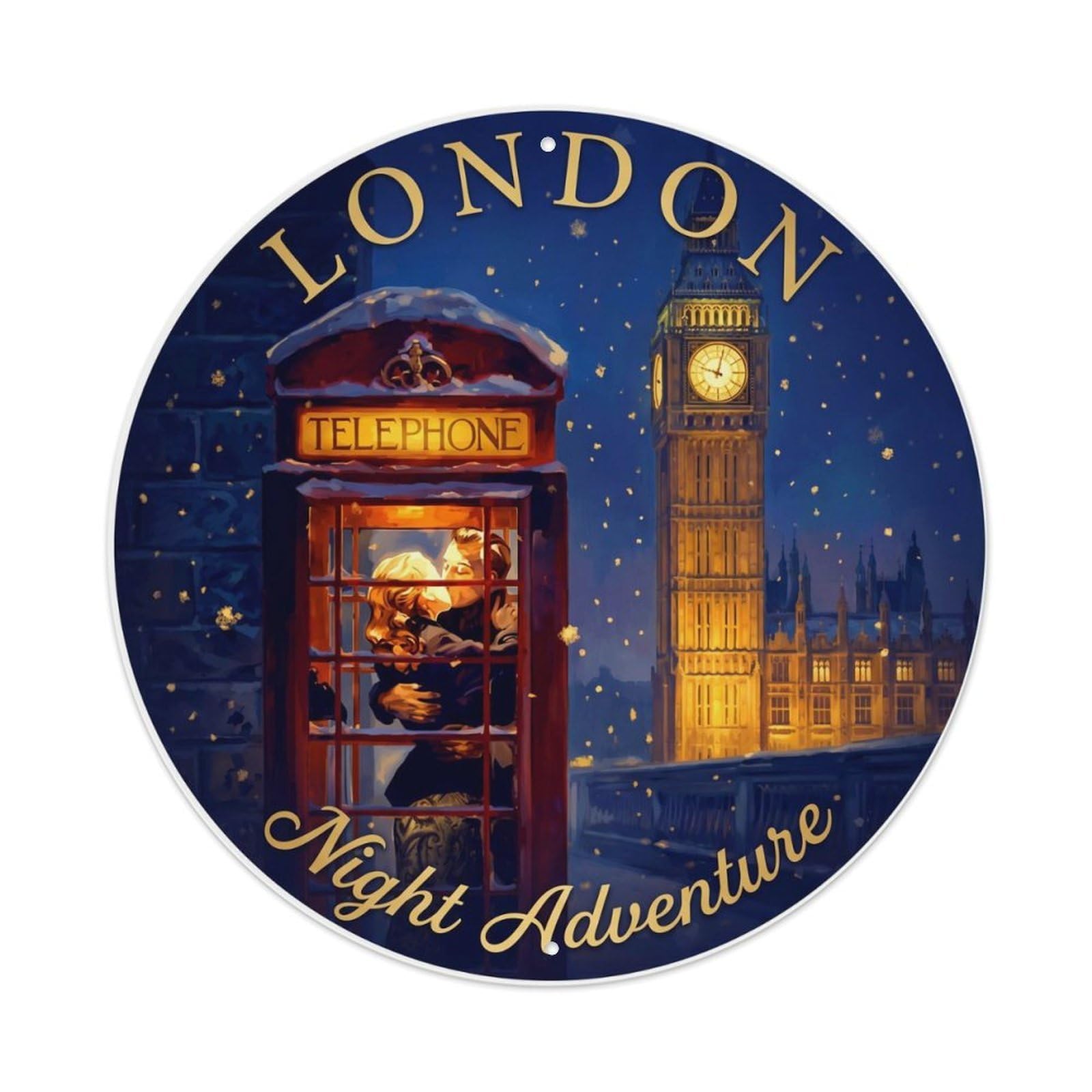 Fqcyn Style Vintage Travel London Nightscape Adventure Metal Tin Sign