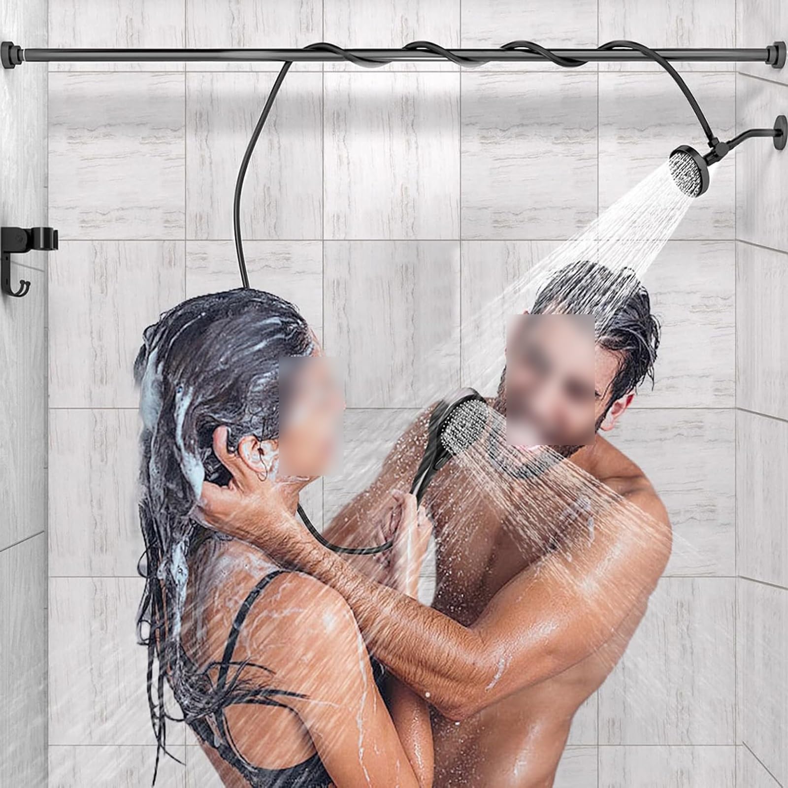Cabezal de ducha doble para parejas, ducha tándem multimodal de alta presión con spray de mano, ajustes de función ajustables para una experiencia de ducha definitiva