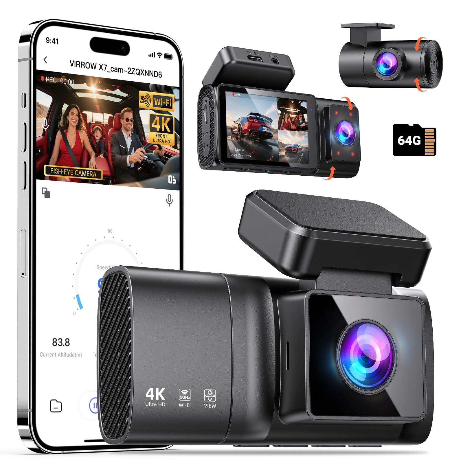 Amazon.com: 3 Channel Dash Cam: 4K+1080P+1080P-Dash Cam Front and 