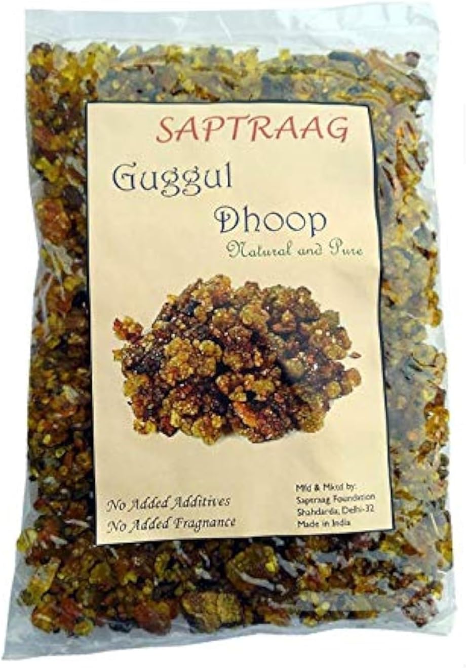 Saptraag Pure Guggul Gugula Gugal Dhoop Commiphora for Hawan Pooja Prayer (25...