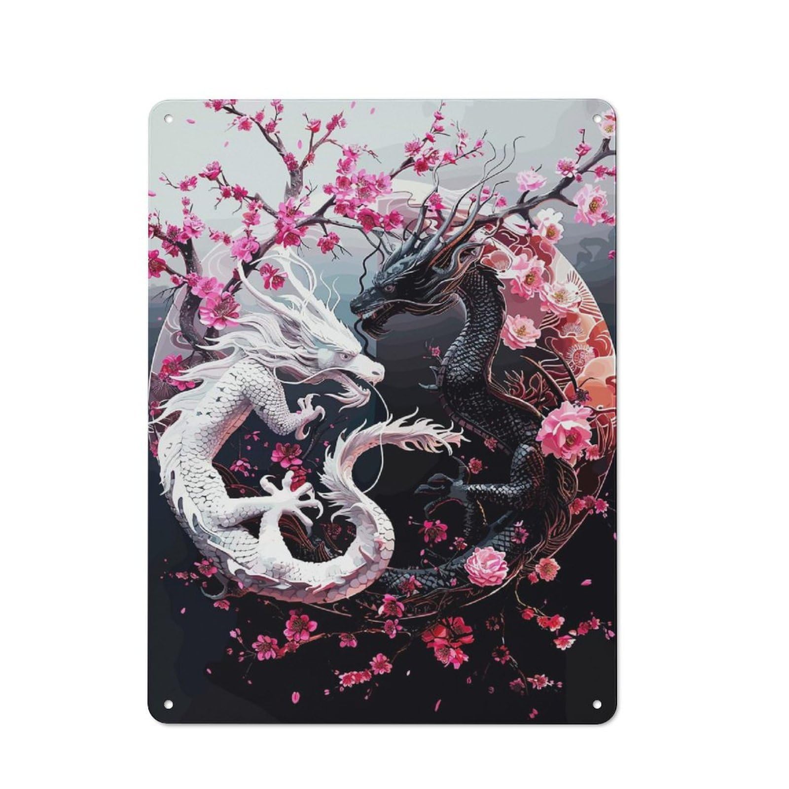 Vintage Tin Sign 40x30cm with Fantasy Dragon Beast for Dining Room Or Kitchen, for Autumn Interiors with Vintage Character