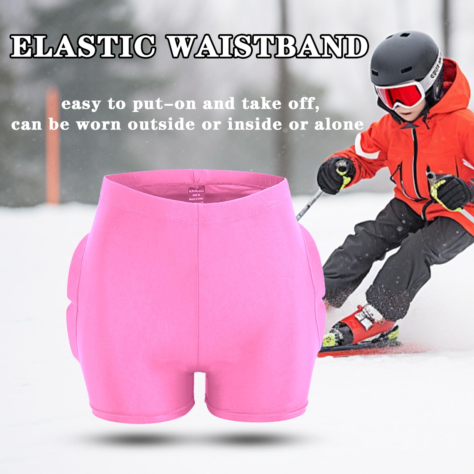 Kids Butt & Hip Padded Shorts for Skating,Youth Hip Protection Pads Figure Skating Shorts Crash Butt Pads for Tailbone & Butt (Pink, Medium)