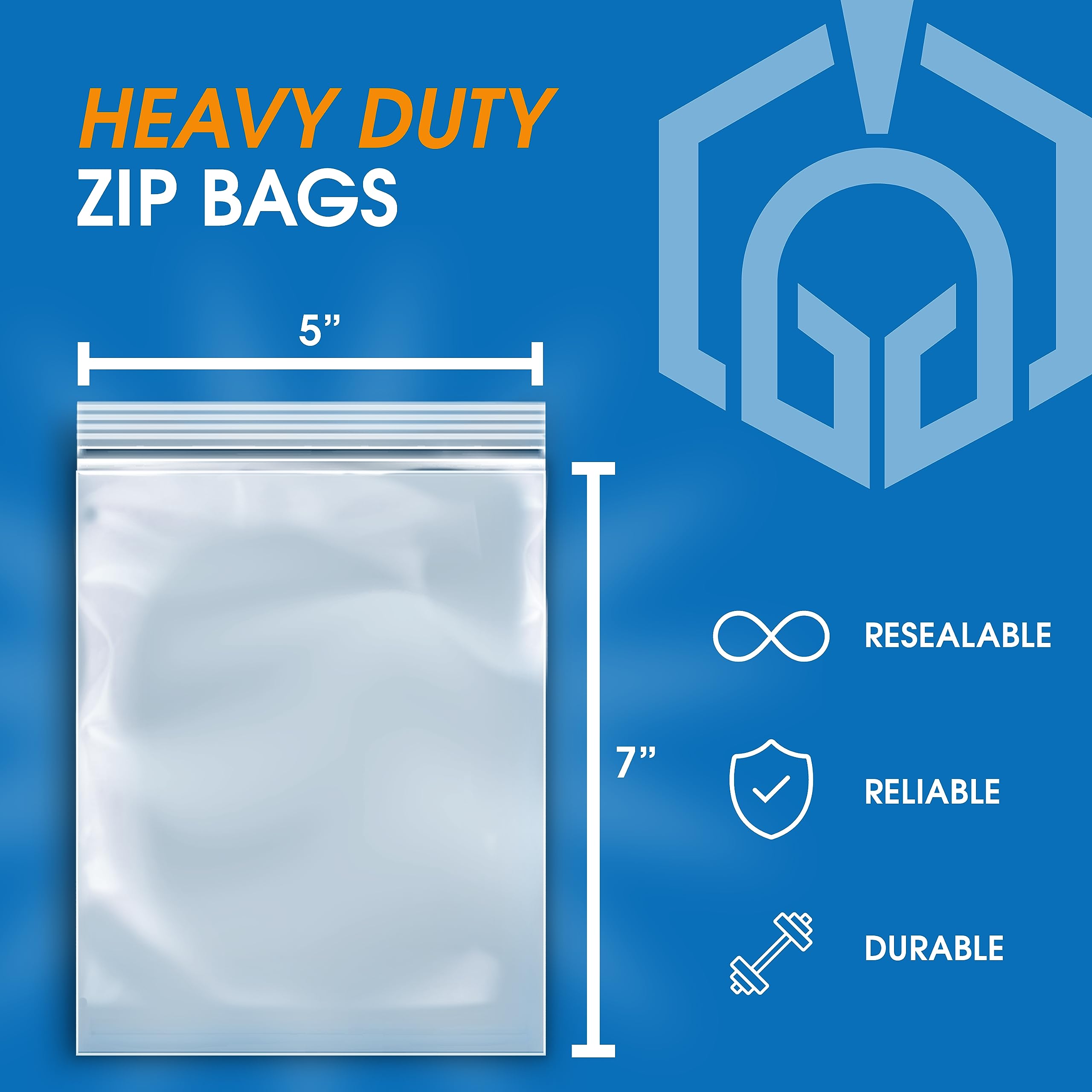 Spartan Industrial - 5� X 7� (1000 Count) Thick 4 Mil Clear Reclosable Zip Plastic Poly Bags with Resealable Lock Seal Zipper - Heavy Duty and Durable