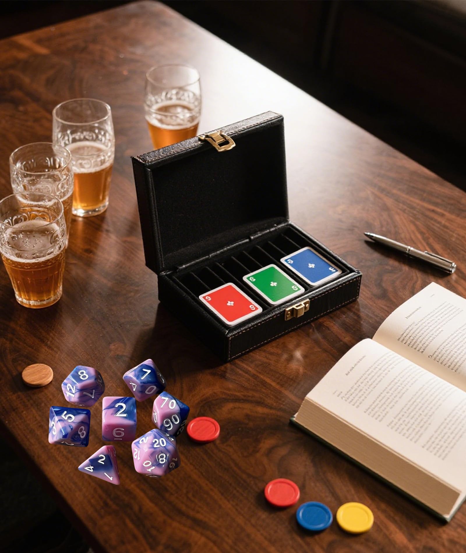 7 Pcs DND Dice Set, DND Dice Set, Premium Polyhedral Dice for Dungeons and Dragons, MTG, RPG, Tabletop Games, Includes D4-D20 with Black Storage Pouch 1