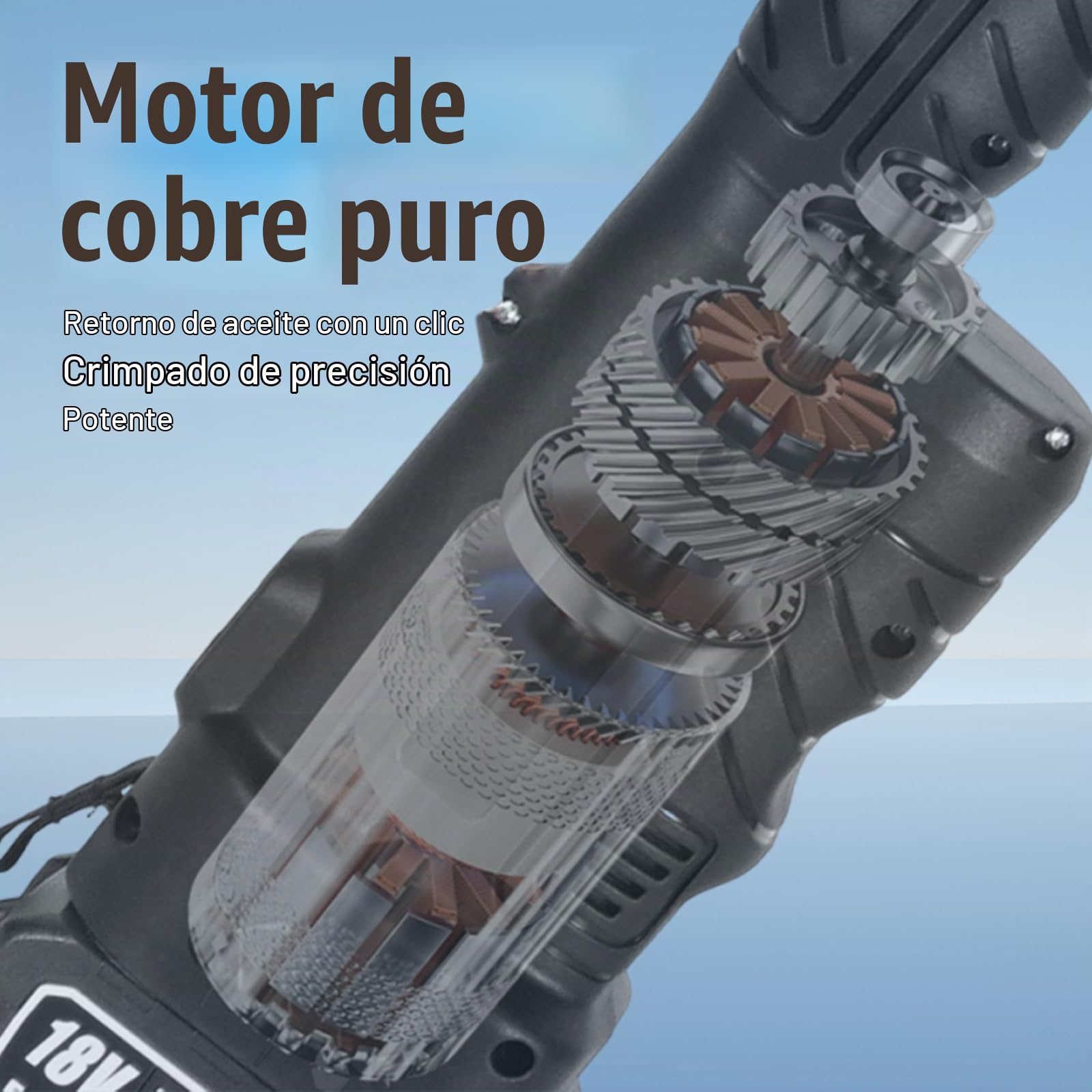 Herramienta Eléctrica para Crimpado con Batería de 18V y 2x 5Ah, Herramienta de Prensa para Crimpado Tuberías Cobre, 11 Matraces, Incluye Pinzas Corte(Without pliers)