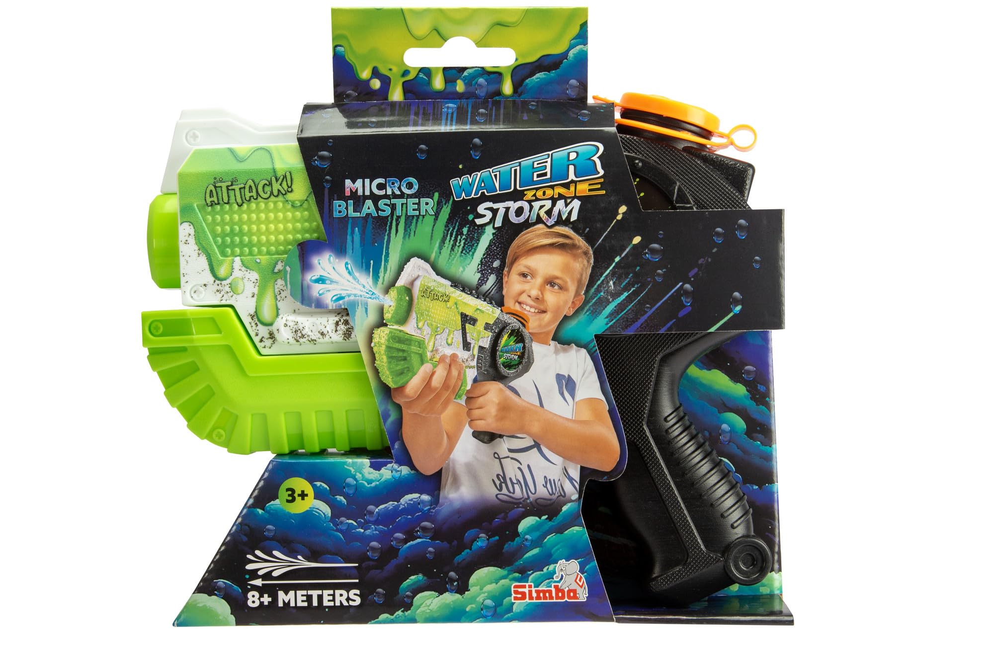 SIMBA 107276250 Waterzone Storm Micro Blaster, Colour Printed, Pump Mechanism, Tank Volume: 400 ml, Range: 8 m, 21 cm, from 3 Years