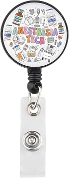 Lywjyb Birdgot Anesthesiologist Badge Reel Nurse Anesthetist Gift Anesthesia Technician Gift Doctor Merch Anesthesia Tech Badge