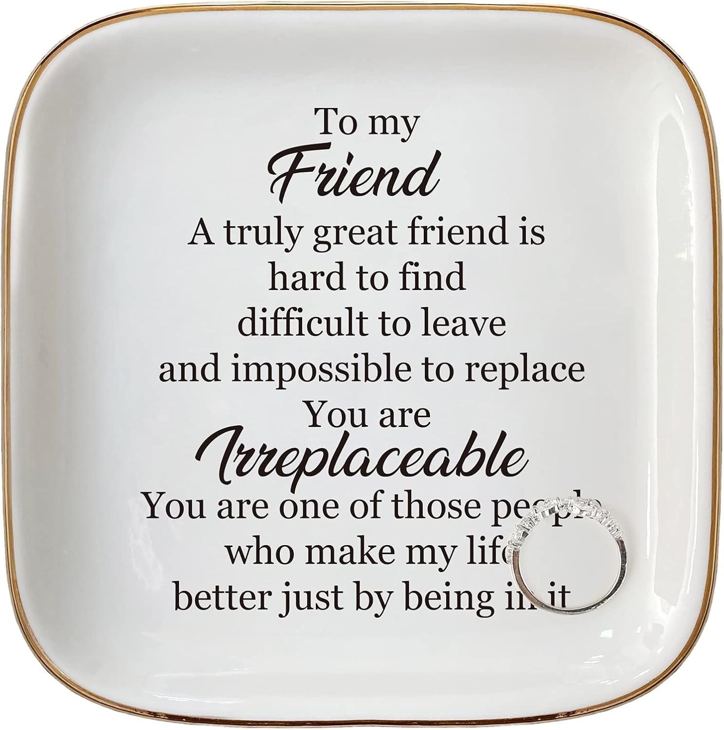 Scwhousi Ring Dish Jewelry Tray for Friend Mom Sister Maid of Honor,Birthday Mother's Day Christmas Gifts