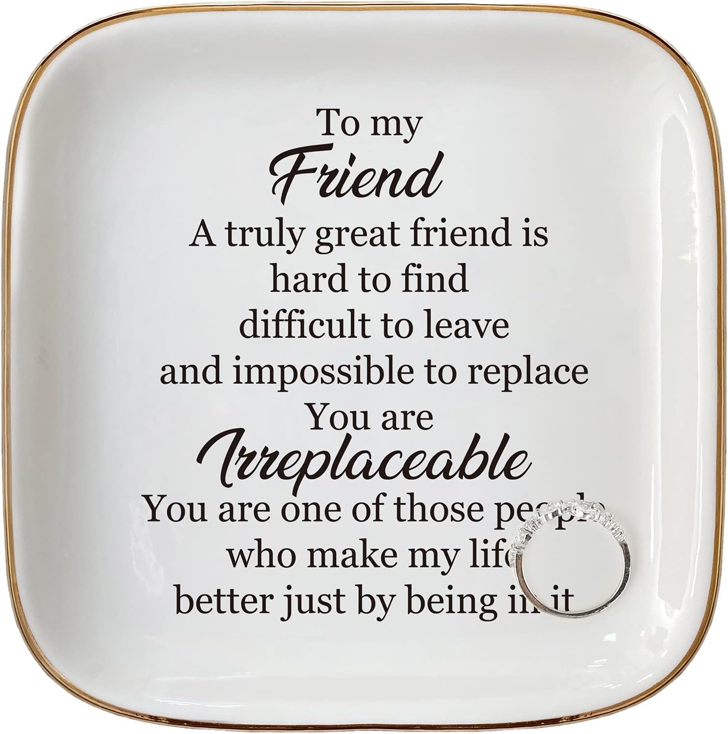 Scwhousi Ring Dish Jewelry Tray for Friend Mom Sister Maid of Honor,Birthday Mother's Day Christmas Gifts