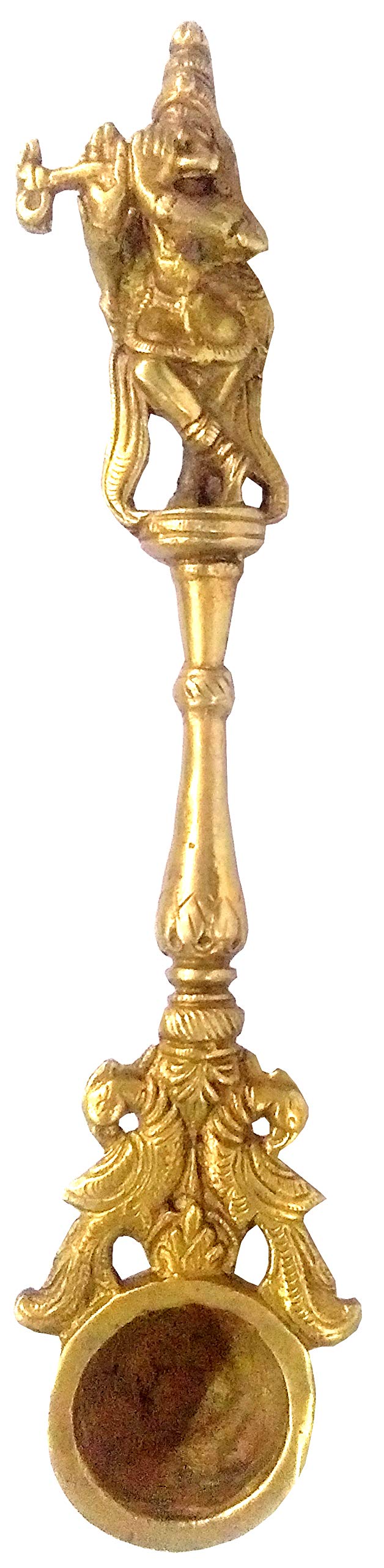 Purpledip Brass Aarti Hawan Udharini Krishna: Pooja Spoon For Home Temple (11978)