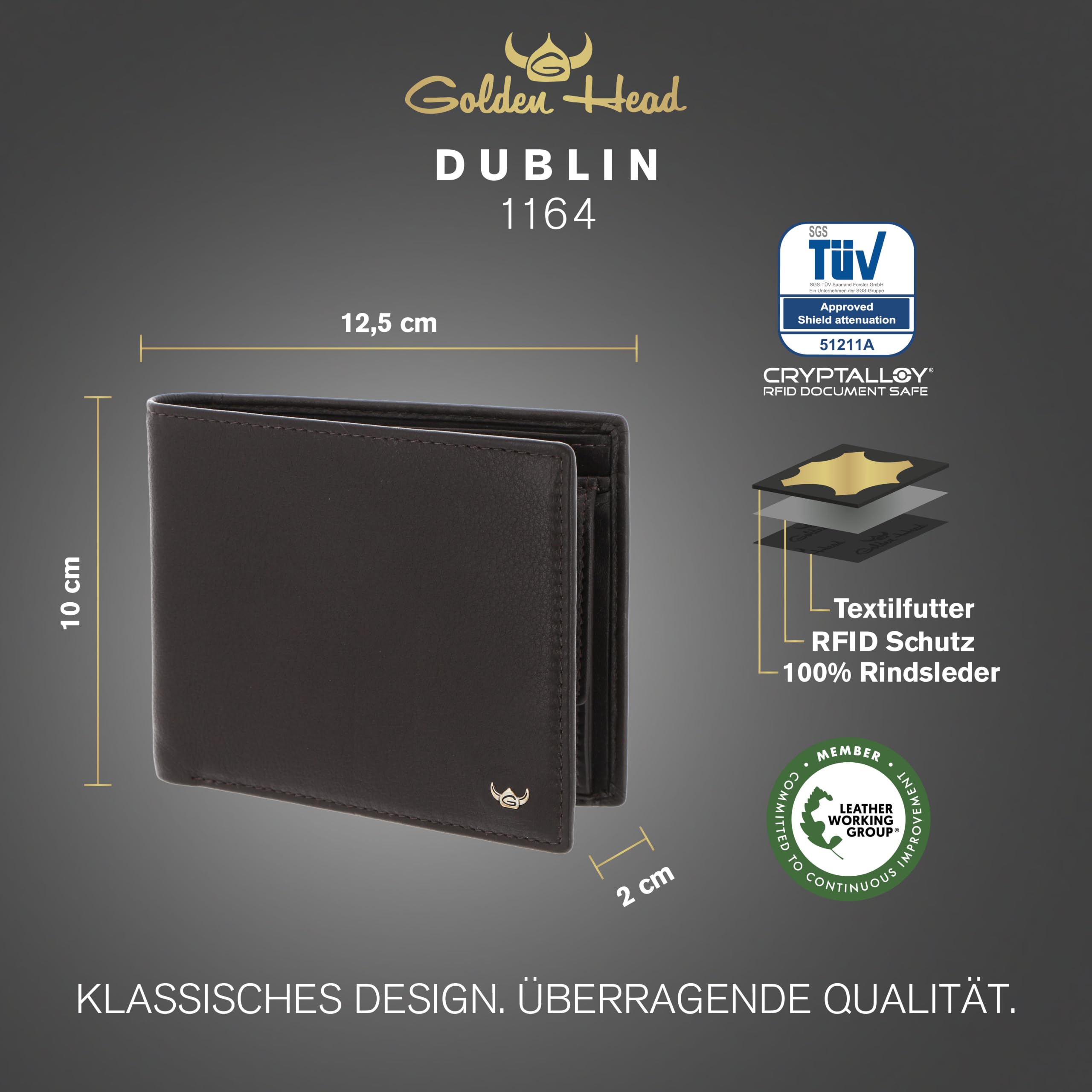 Golden Head Cuero Monedero Dublin RFID Protect Scheintasche 1164 Braun marrón Oscuro