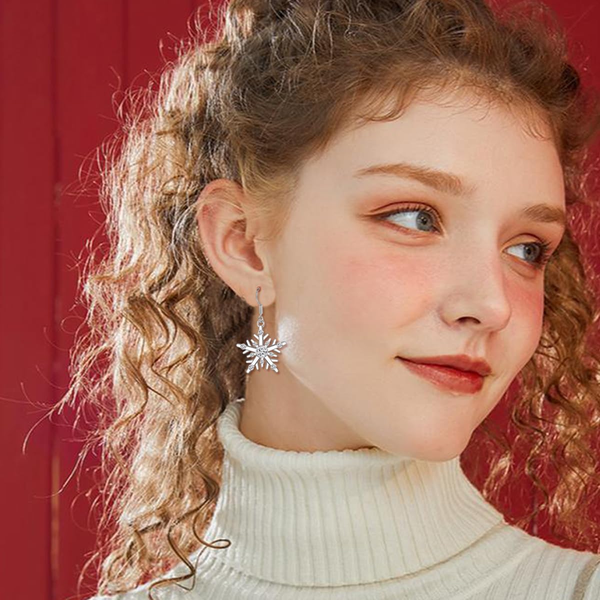 GULICX Christmas Earrings for Women Dangling, Hypoallergenic Snowflake Earrings Winter Holiday Dangle Earrings Christmas Jewelry Gifts for Women - Image 3