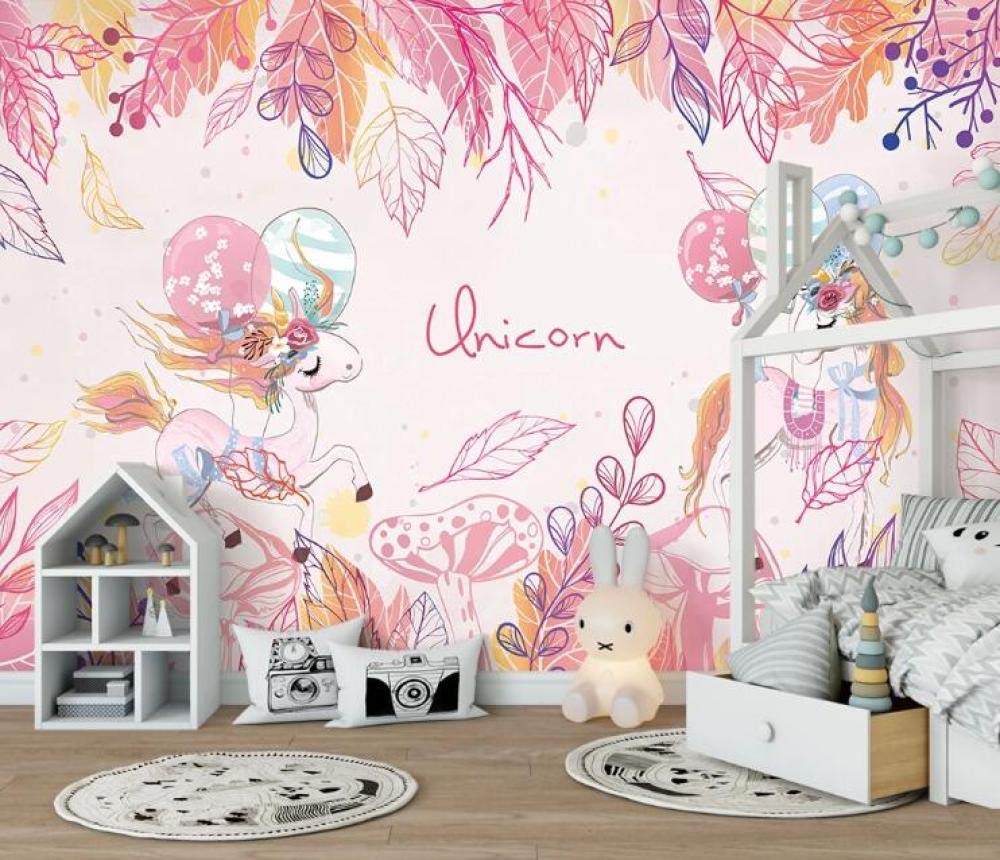 Peintures murales personnalisées de licorne rose papier peint lavable grand format