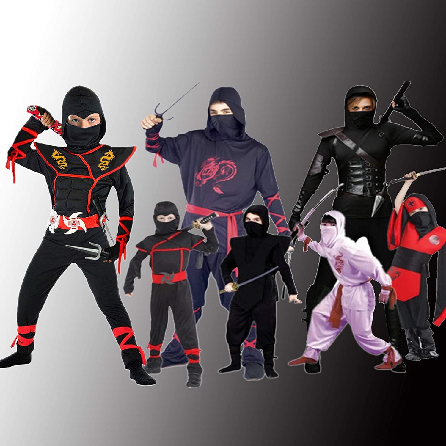 SATKULL Kids Ninja Costumes Halloween Ninja Costume Set for Boy Deluxe Ninjas Role Playing Suit(Kids-S-4/5T Black) - Image 2