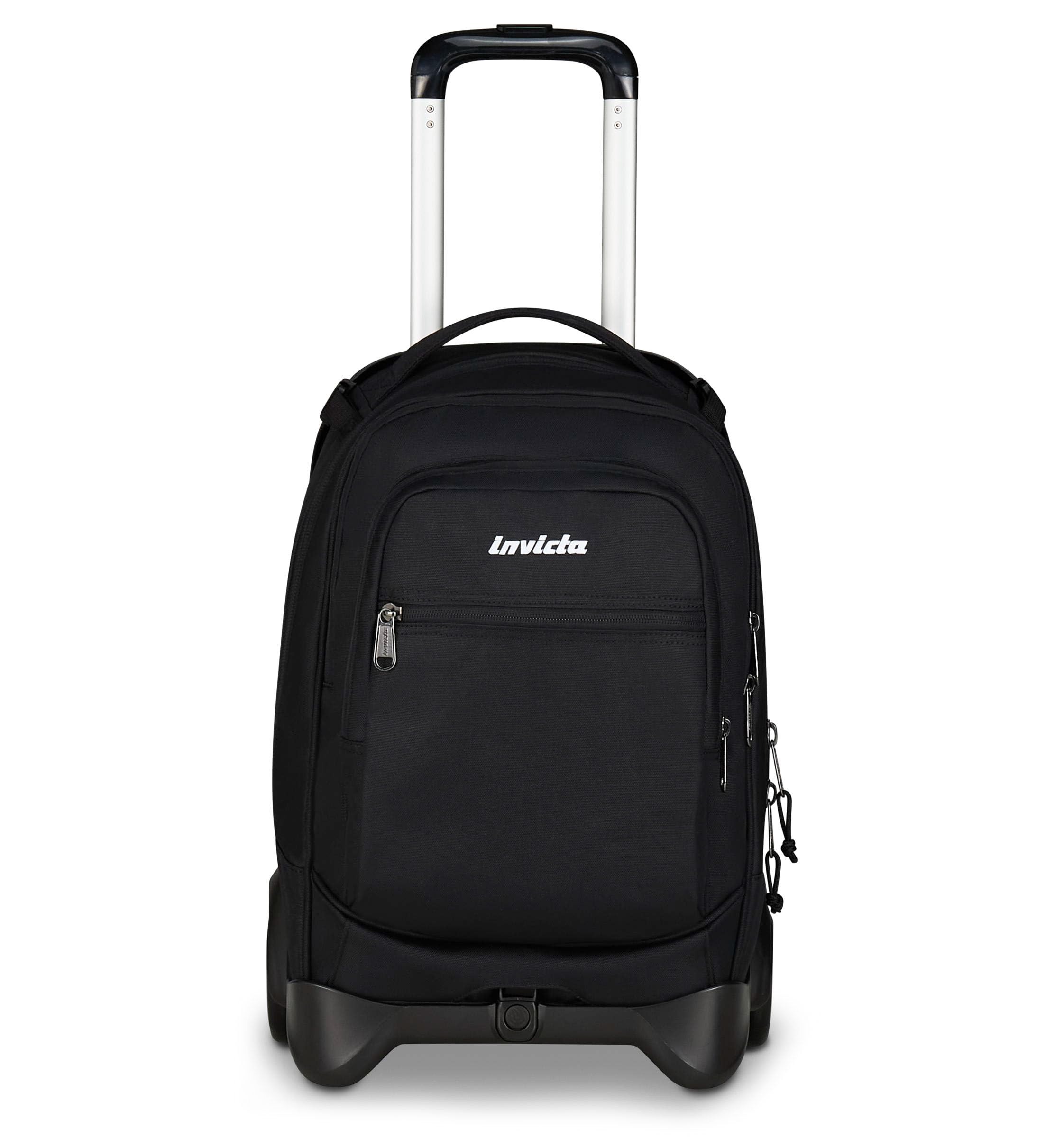 Invicta Trolley Scuola Plug, Nero, 3 in 1, Zaino Doppio Scomparto Con Carrello Sganciabile, Tasca Per PC, Tasca Per Borraccia, 34 lt, Scuola Media e Superiore, Viaggio, Zaino Ragazza, Ragazzo