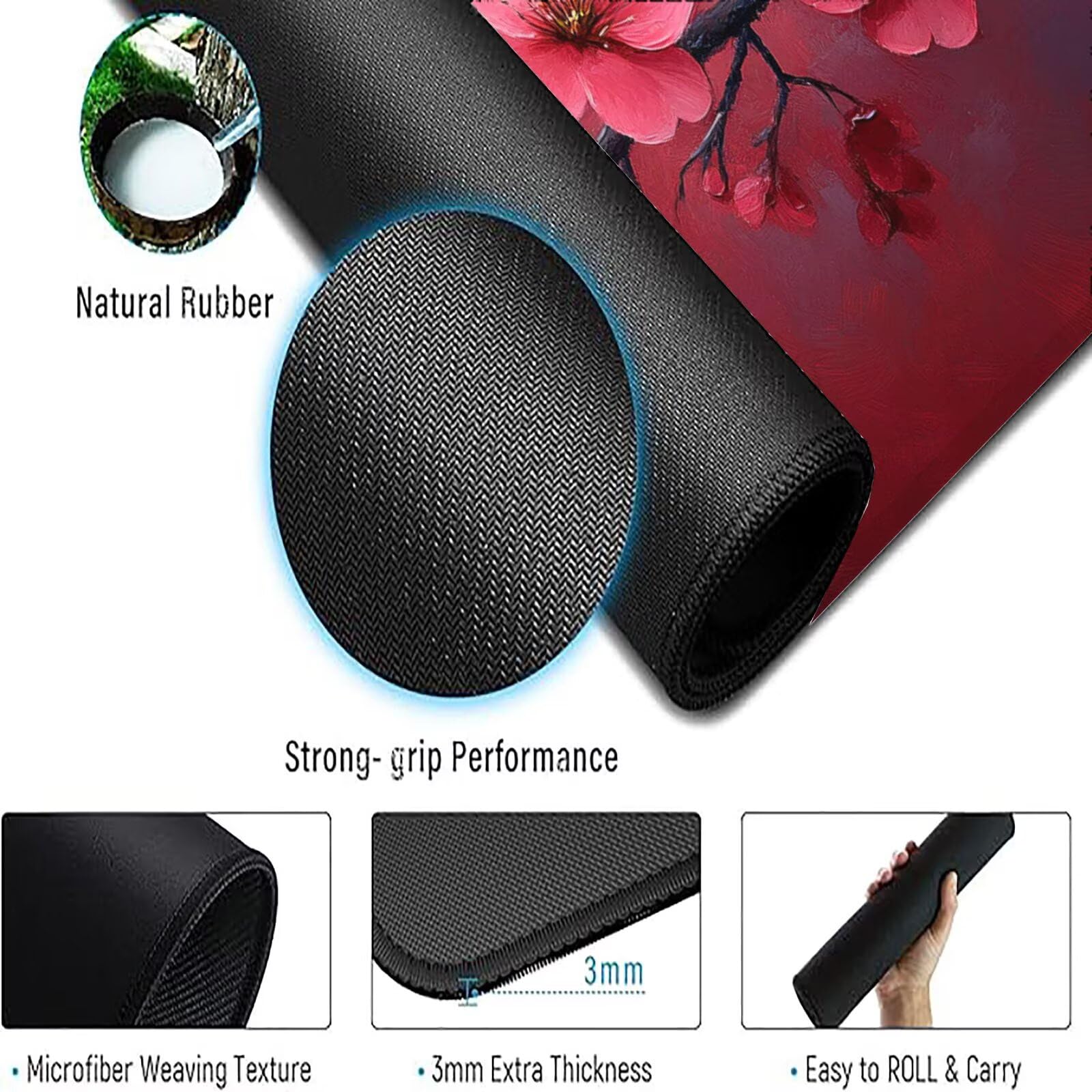Różowa podkładka pod mysz dla graczy XXL 1200 x 600 mm mata biurkowa podkładka pod mysz kwiaty wodoodporna akcesoria biurowe do gier szyte krawędzie poprawia precyzję i szybkość najlepszy wybór gier