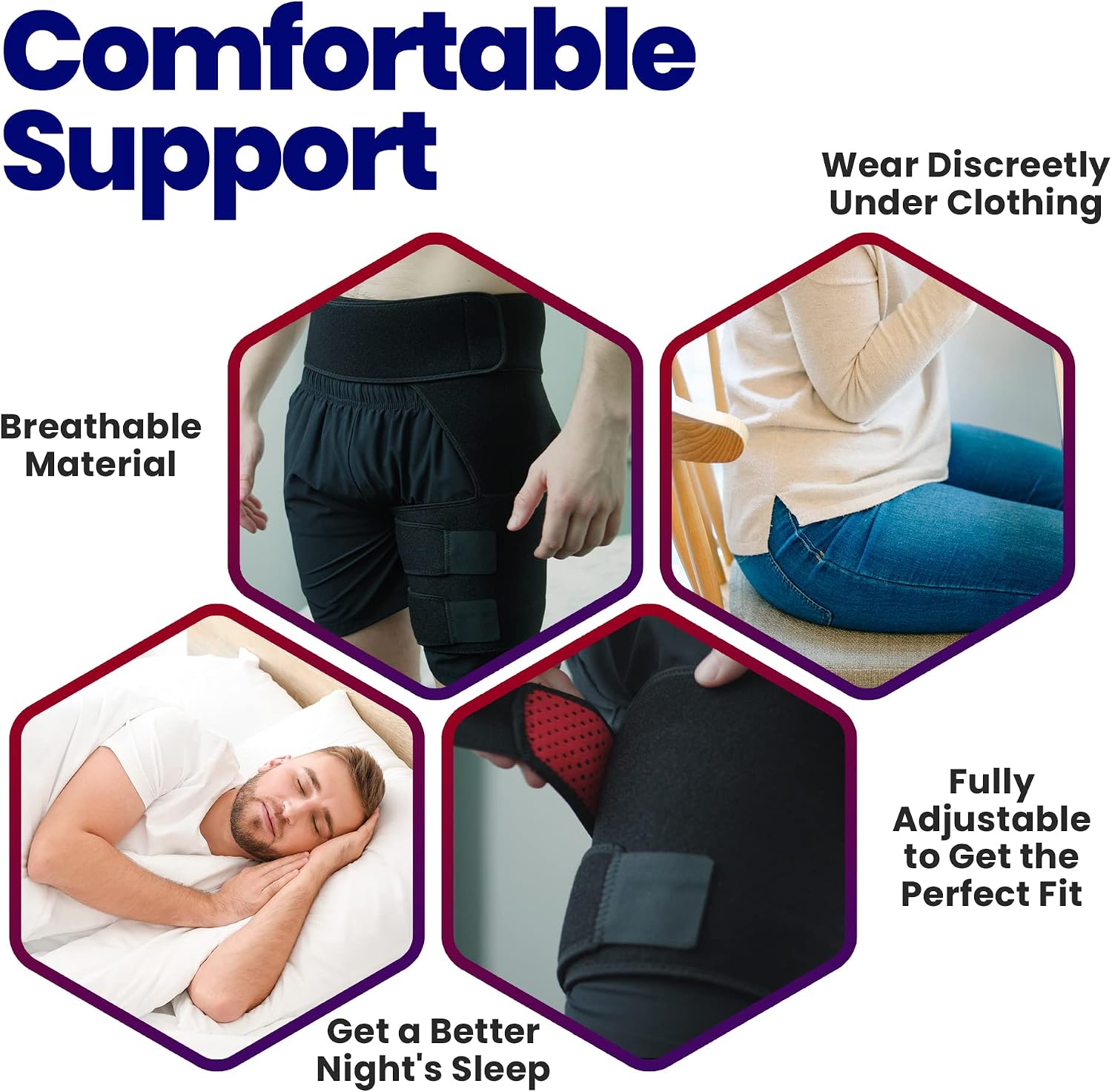Hip Brace Thigh Compression Sleeve – Hamstring Compression Sleeve & Groin Compression Wrap for Hip Pain Relief. Support for Hip Replacements, Sciatica, Quad Muscle Strains - Small Right