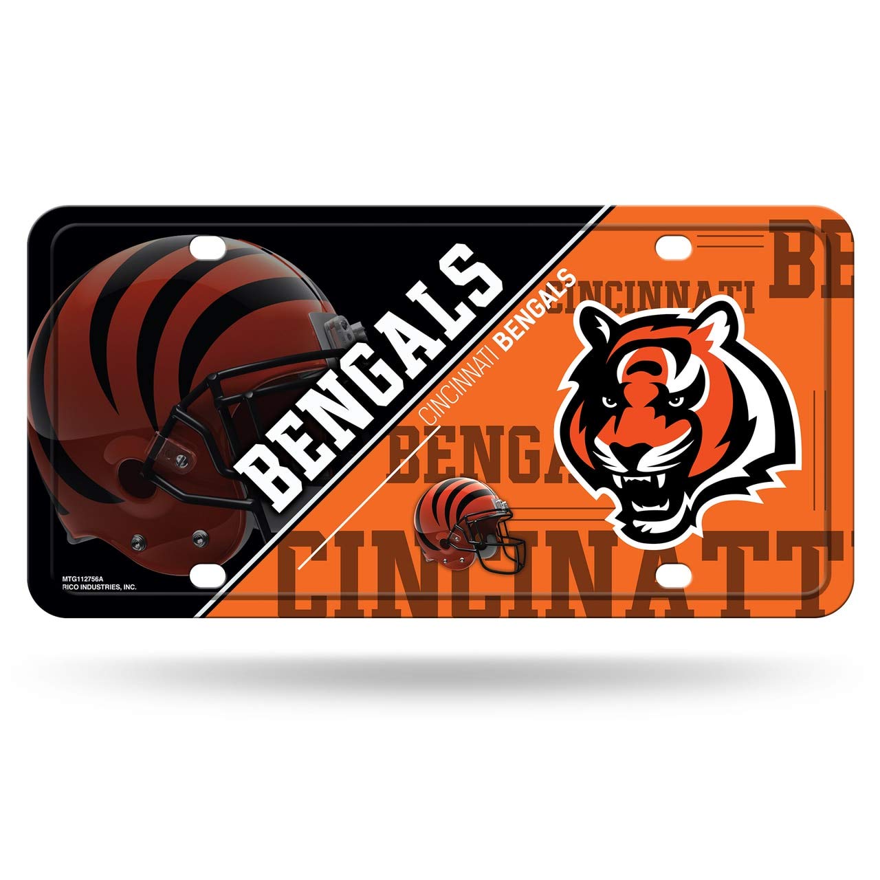 Rico Industries NFL Cincinnati Bengals License Plate Metal, Team Color, One Size