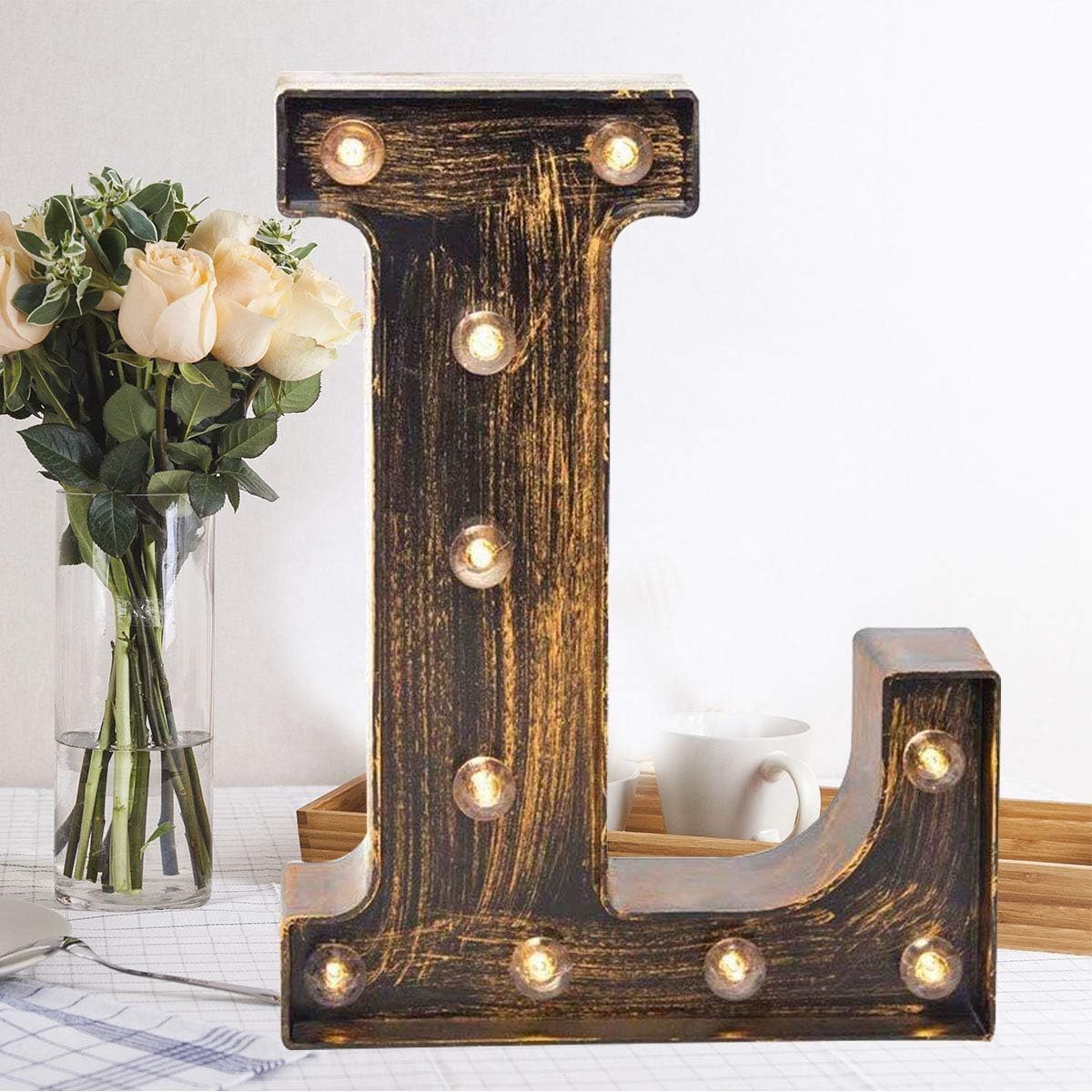 LED Letter Lights,Alphabet Light Up Sign, Battery Operated Decorative Letters for Home, Wedding, Party, Bar & Cafe Decor (L)