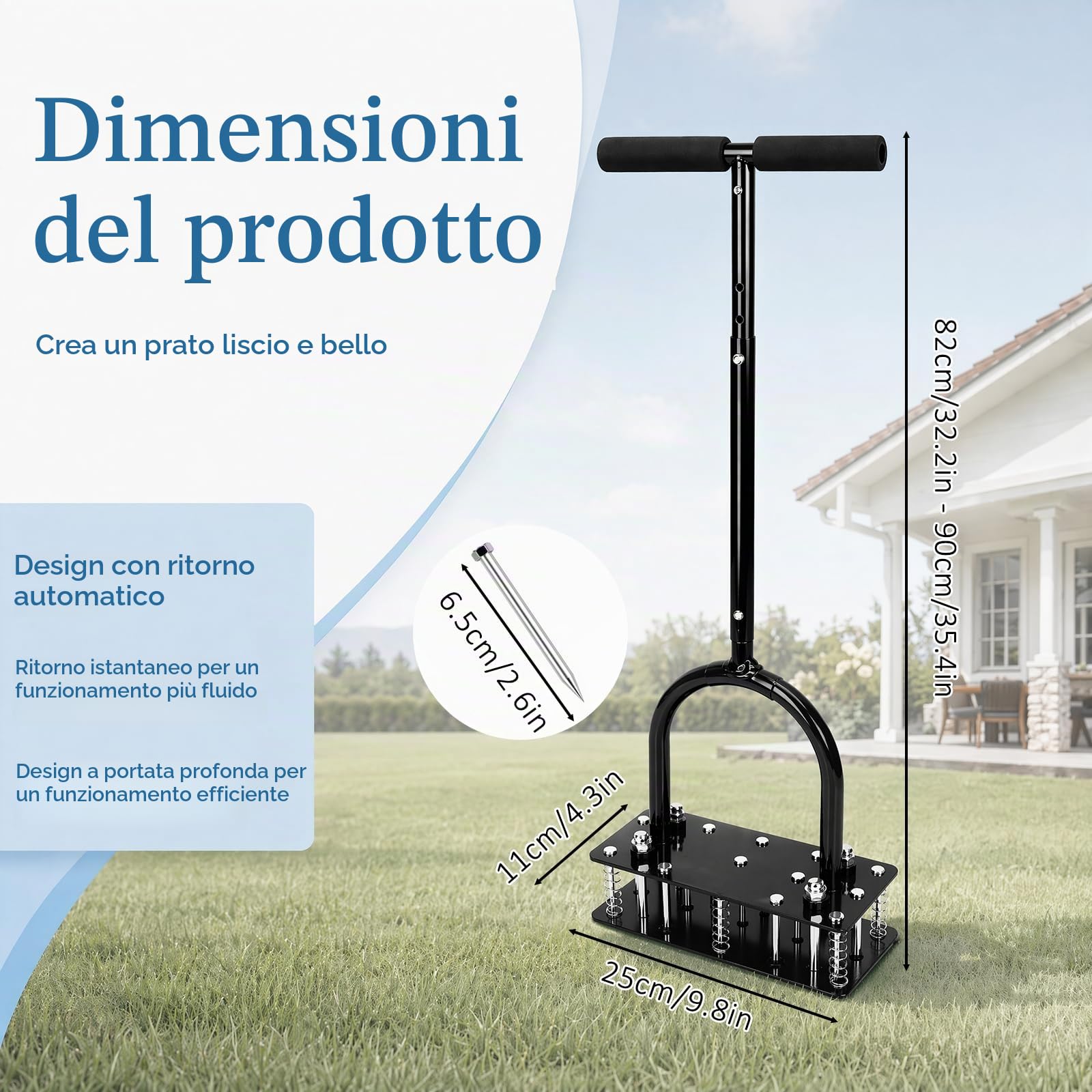 Arieggiatore per Prato Manuale, Scarificatore in Acciaio Robusto