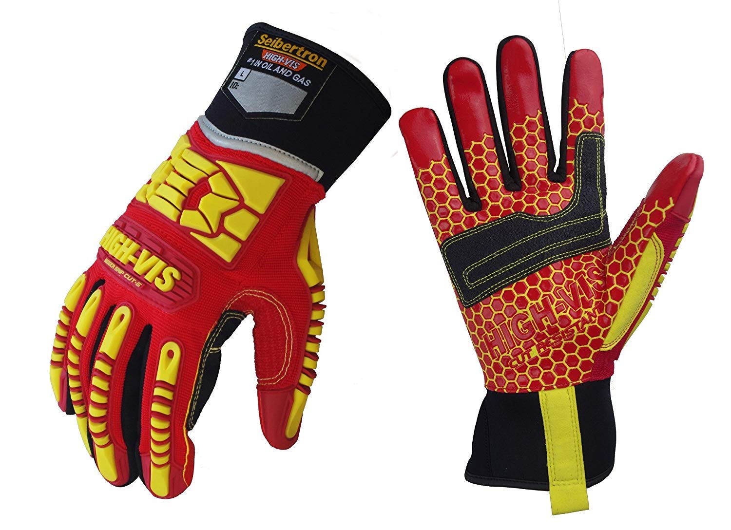 Seibertron High-Vis Series Cut Resistant Reducing Anti-Impact Mechanics Heavy Duty Safety Rescue Oil and Gas Gloves