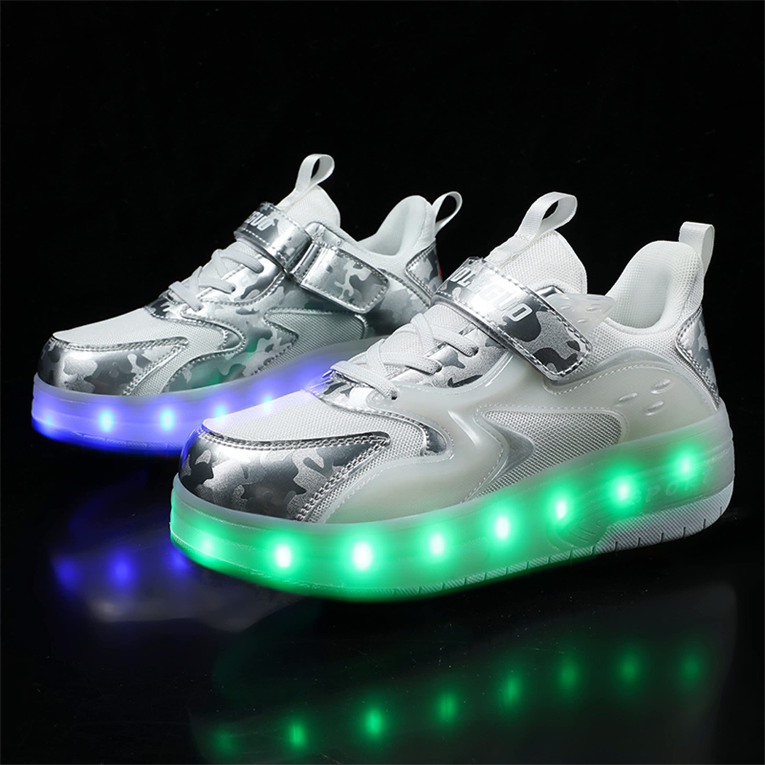 Zapatillas con Ruedas para niñas y niños, Zapatillas de Skateboard con Dos Ruedas y Luces LED, luz Ajustable con Cambio de Color, Carga USB, universales para Chicos y Chicas