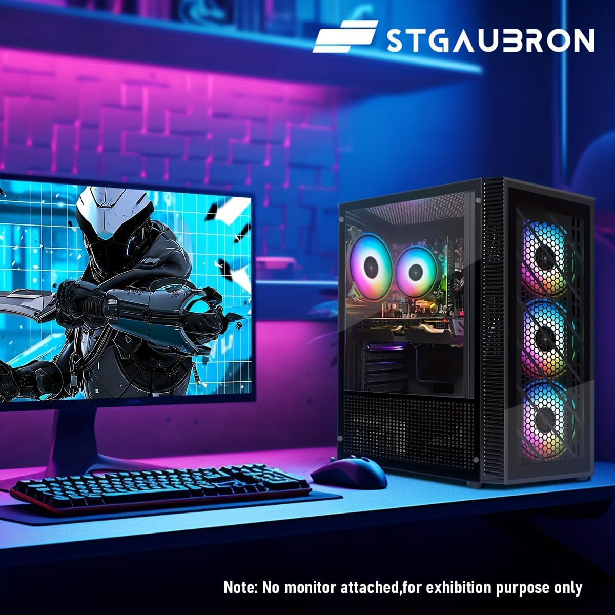71uGvvsC5aL._AC_SL1200_ STGAubron Gaming PC Computer Desktop, Radeon RX 560 4G, Intel Core I3-10105F up to 4.4G, 16G DDR4, 512G SSD, 600M WiFi, BT 5.0, RGB Fan x4, Windows 11 Home